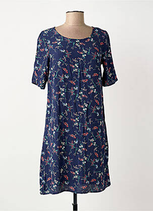 Robe courte fermeture zippée au dos manches courtes bleu SURKANA femme