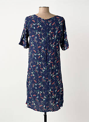 Robe courte coupe fluide manches courtes bleu SURKANA femme
