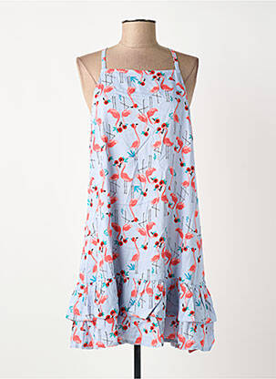 Robe mi-longue coupe fluide fines bretelles bleu SURKANA femme