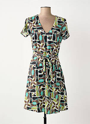 Robe courte manches courtes manches courtes vert SURKANA femme