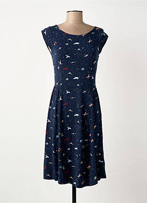Robe mi-longue imprimé fantaisie sans manche bleu SURKANA femme