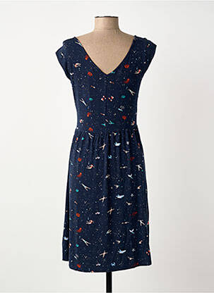 Robe mi-longue imprimé fantaisie sans manche bleu SURKANA femme