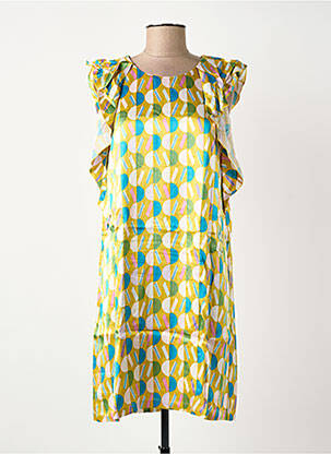 Robe courte manches courtes manches courtes vert SURKANA femme