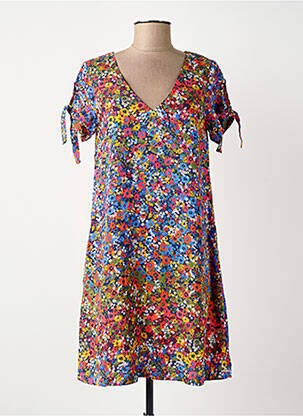 Robe courte coupe évasée manches courtes bleu SURKANA femme