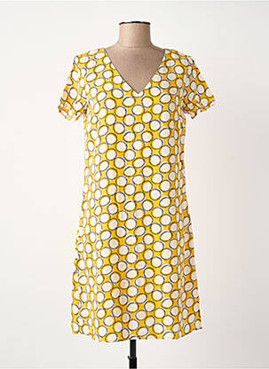 Robe courte manches courtes manches courtes jaune SURKANA femme