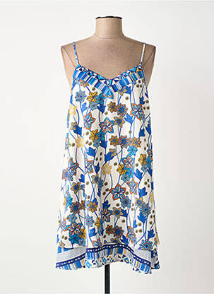 Robe courte coupe fluide fines bretelles bleu SURKANA femme