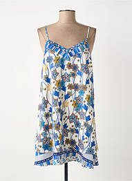 Robe courte col v fines bretelles bleu SURKANA femme