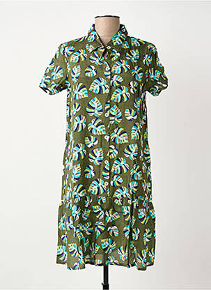 Robe courte manches courtes manches courtes vert SURKANA femme