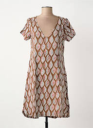 Robe courte fermeture zippée au dos manches courtes marron SURKANA femme