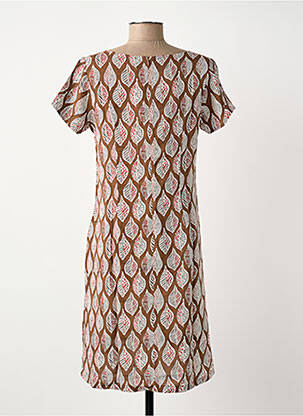 Robe courte fermeture zippée au dos manches courtes marron SURKANA femme