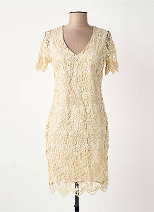 Robe courte fermeture zippée au dos manches courtes beige SURKANA femme