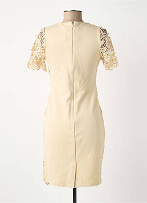 Robe courte fermeture zippée au dos manches courtes beige SURKANA femme