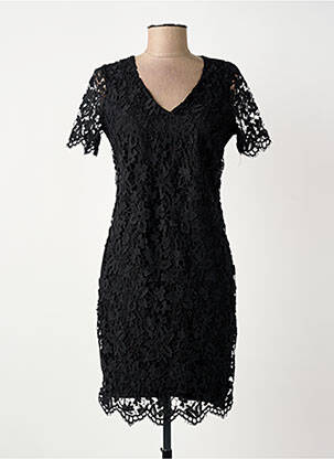 Robe courte fermeture zippée au dos manches courtes noir SURKANA femme