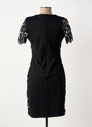 Robe courte fermeture zippée au dos manches courtes noir SURKANA femme