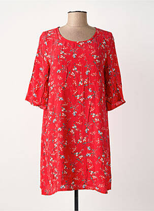 Robe courte imprimé fleurs manches 3/4 rouge SURKANA femme