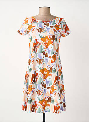 Robe courte manches courtes manches courtes orange SURKANA femme