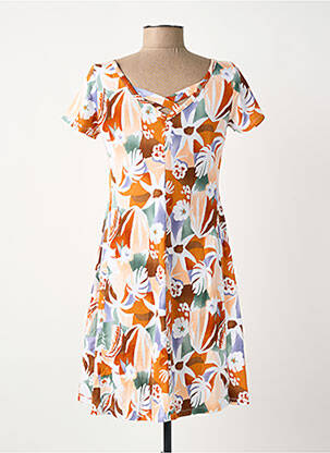 Robe courte manches courtes manches courtes orange SURKANA femme
