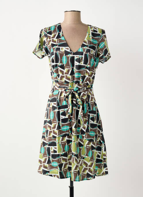 Robe courte manches courtes manches courtes vert SURKANA femme