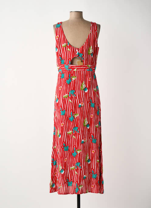 Robe mi-longue imprimé fleurs sans manche rouge SURKANA femme