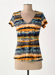 T-shirt col v manches courtes orange SURKANA femme