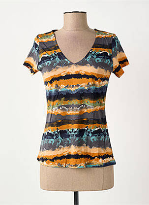 T-shirt col v manches courtes orange SURKANA femme