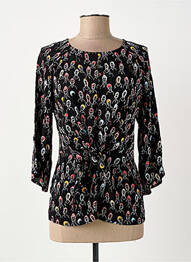 Top imprimé fantaisie manches 3/4 noir SURKANA femme