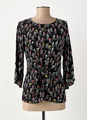 Top imprimé fantaisie manches 3/4 noir SURKANA femme