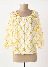 Chemisier imprimé fantaisie manches 3/4 jaune SURKANA femme