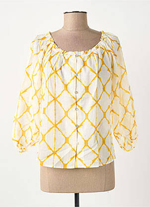 Chemisier imprimé fantaisie manches 3/4 jaune SURKANA femme
