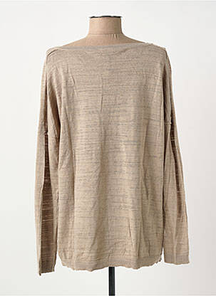 Pull tissage chiné manches longues marron SURKANA femme