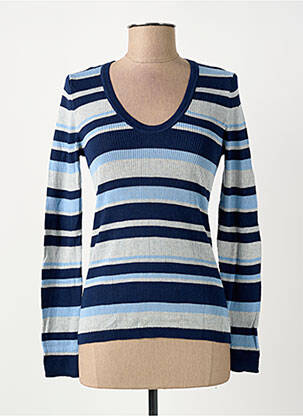 Pull col v manches longues bleu SURKANA femme
