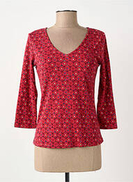 T-shirt col v manches 3/4 rouge SURKANA femme