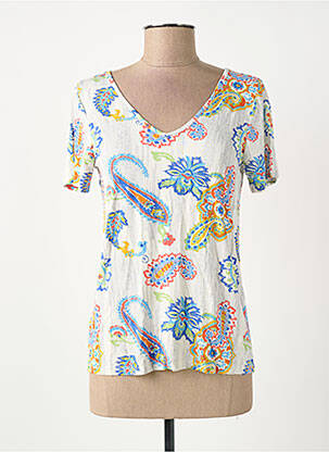 T-shirt imprimé fantaisie manches courtes beige SURKANA femme