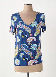 T-shirt imprimé fantaisie manches courtes bleu SURKANA femme