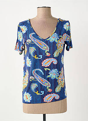 T-shirt imprimé fantaisie manches courtes bleu SURKANA femme