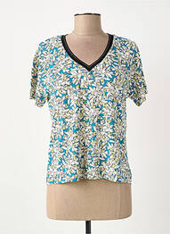 T-shirt col v manches courtes bleu SURKANA femme