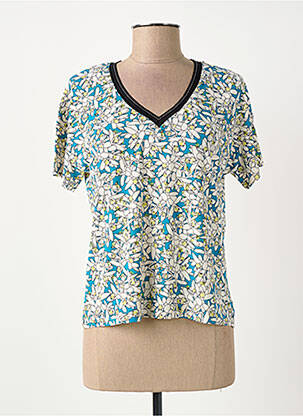 T-shirt col v manches courtes bleu SURKANA femme
