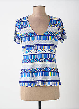 T-shirt imprimé fantaisie manches courtes bleu SURKANA femme