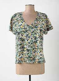 T-shirt col v manches courtes vert SURKANA femme