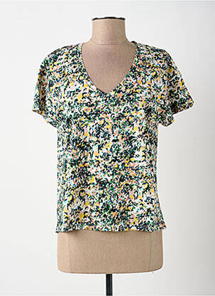 T-shirt col v manches courtes vert SURKANA femme