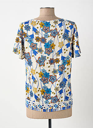 Blouse imprimé fleurs manches courtes bleu SURKANA femme