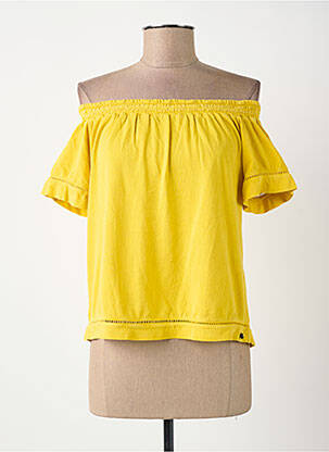 Top col carré manches courtes jaune SURKANA femme