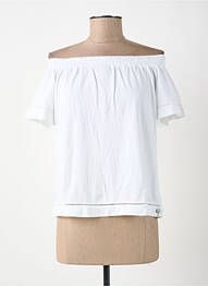 Top col carré manches courtes blanc SURKANA femme