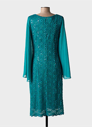 Robe mi-longue manches longues manches longues vert NINA LOO femme