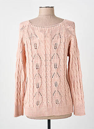 Pull coupe droite manches longues rose COULEURS DU TEMPS femme