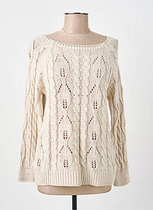 Pull coupe droite manches longues beige COULEURS DU TEMPS femme