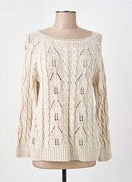 Pull col rond manches longues beige COULEURS DU TEMPS femme