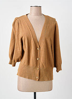 Gilet manches longues manches 3/4 marron COULEURS DU TEMPS femme