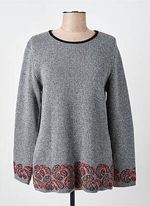 Pull coupe droite manches longues gris GUY DUBOUIS femme