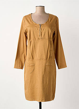 Robe mi-longue manches longues manches longues marron GUY DUBOUIS femme